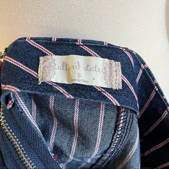 Altar'd State Blue Red Denim Pinstripe Zip Back Straight Mini Jean Skirt 
Size S - Picture 5 of 7
